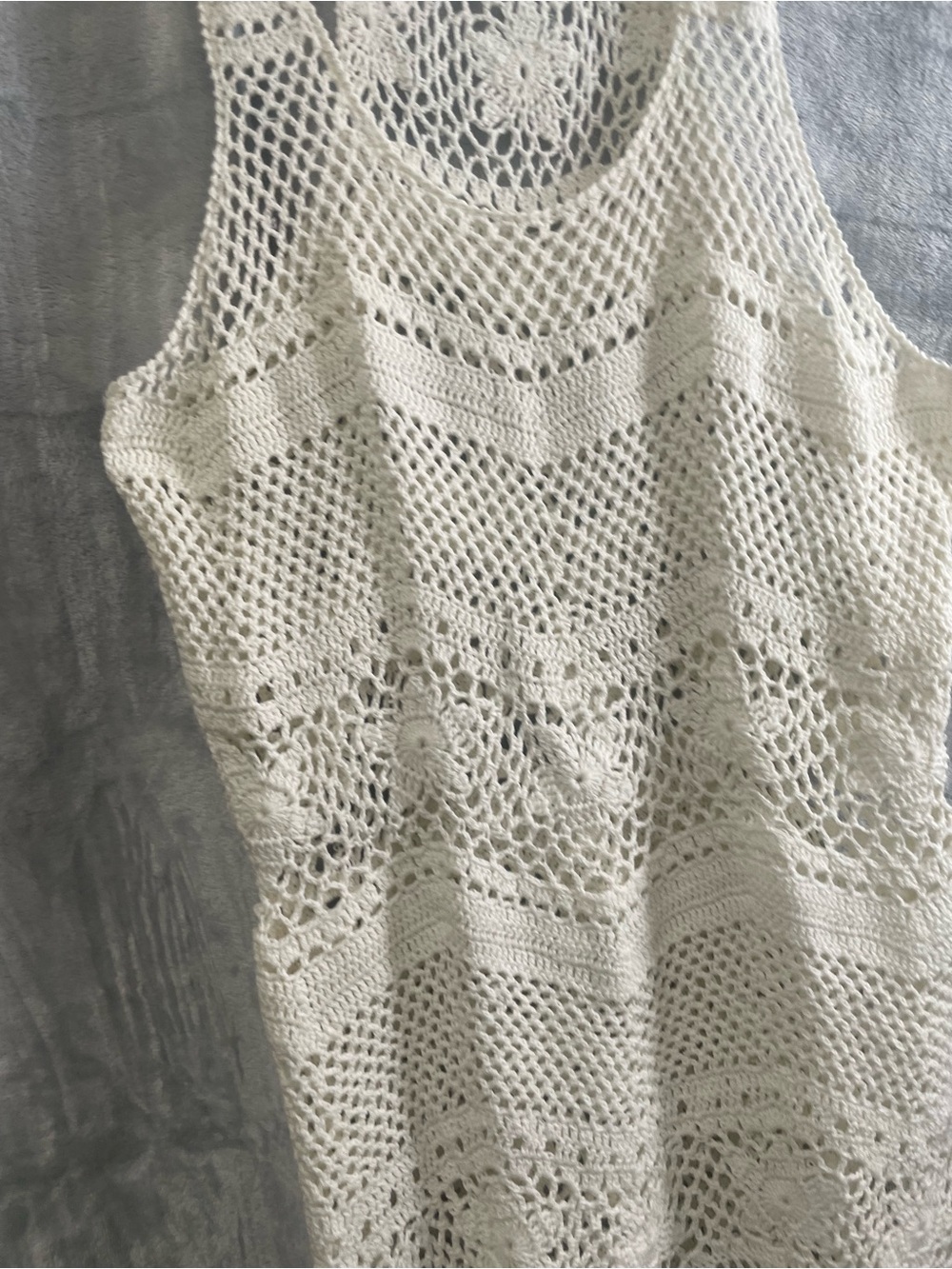 Crochet mini dress fringe swim coverup - Picture 16 of 16